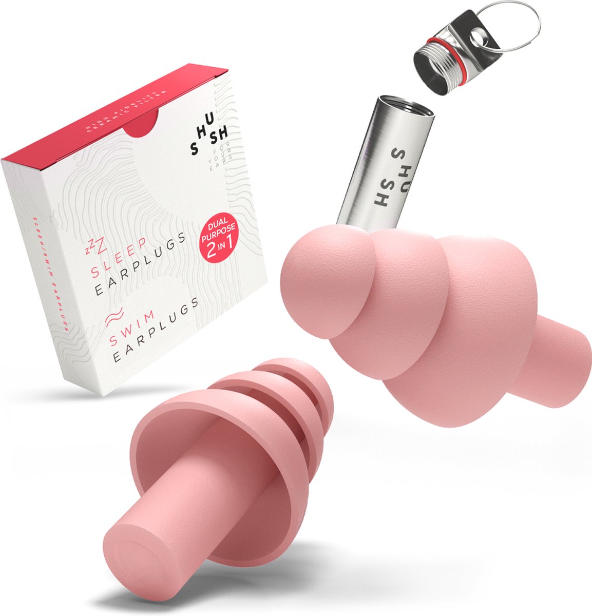 Goedkoopste Shush Sleep / Swim Earplugs - Slaapdoppen / Zwemdoppen 2-in-1 Maximale demping voor een betere nachtrust - Bescherming tegen water in het oor