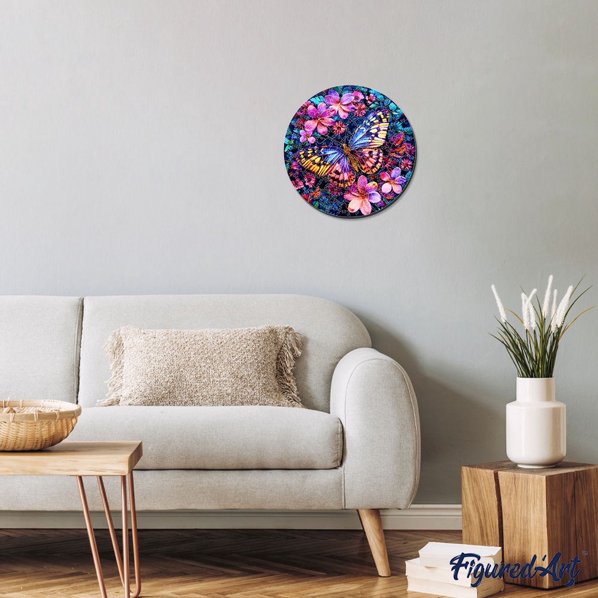 Figured'Art Houten Puzzel 200 Stukjes Volwassenen en Kinderen - Dieren - Vlinder en Bloemen - Uniek Design 28,5x28,5 cm met Premium Houten Doos, Perfect als Cadeau — cadeau in Spellen & Speelgoed - foto 6