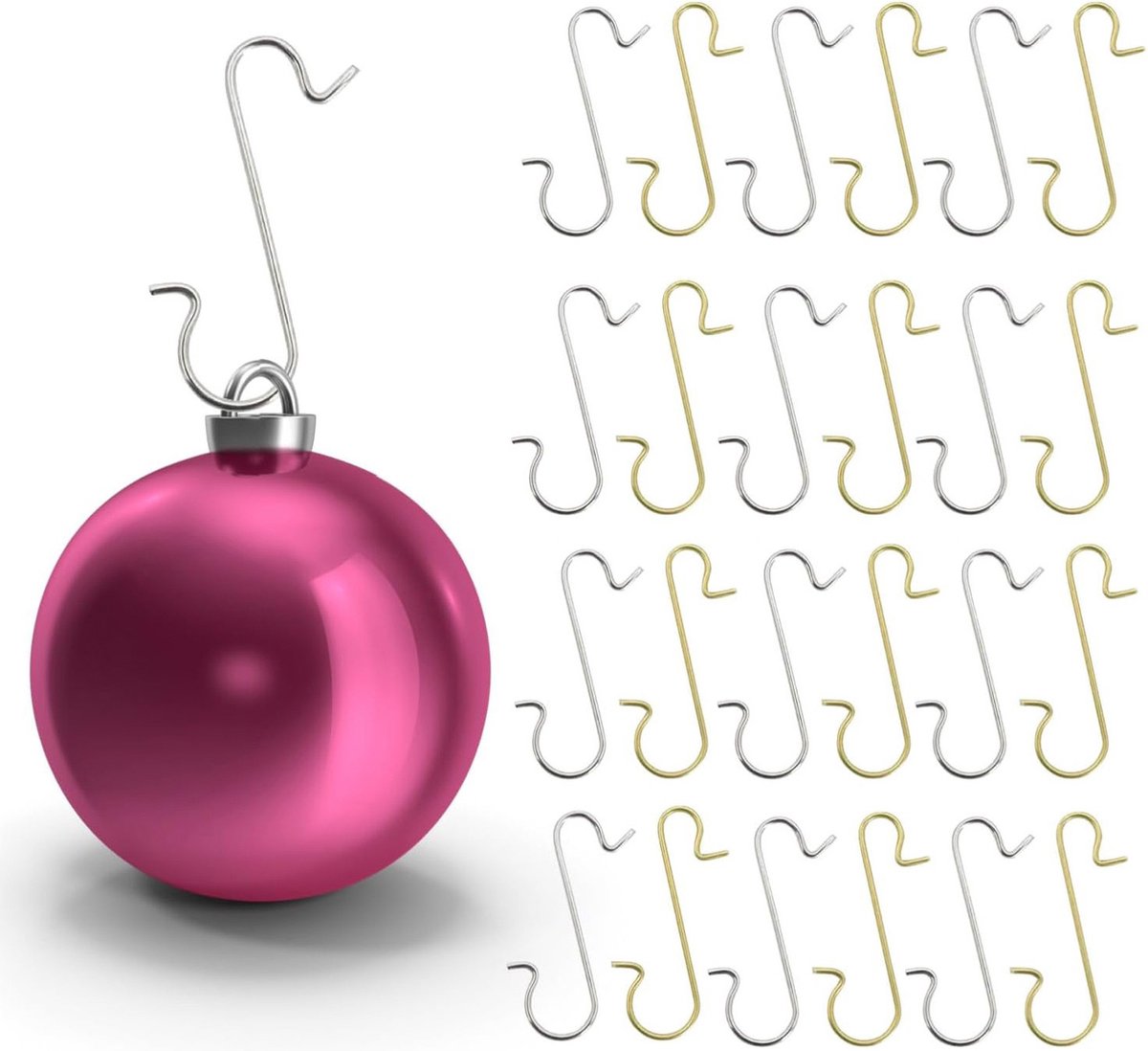 oCreon 200 Haken voor Kerstboom - Gouden & Zilveren S-vormige Hangers voor Kerstballen