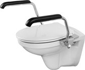 Luxe toiletbeugelset met armleggers 25 cm inclusief zitting met deksel RVS gepolijst