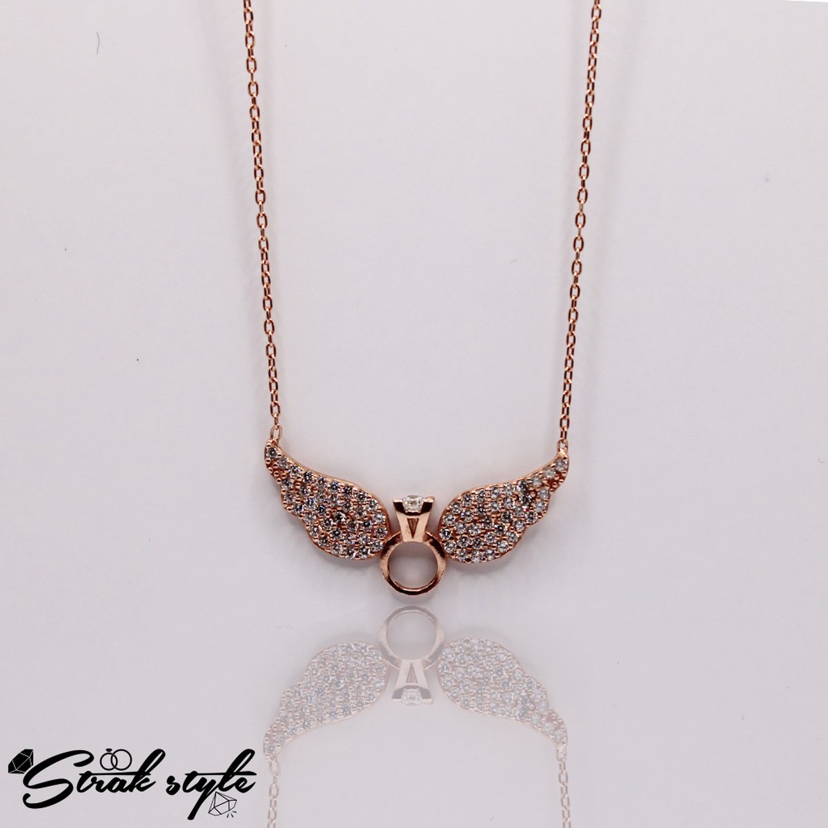 STRAKSTYLE 925 Sterling Zilveren Ketting met Zonontwerp en Fortune Flower Ontwerp.