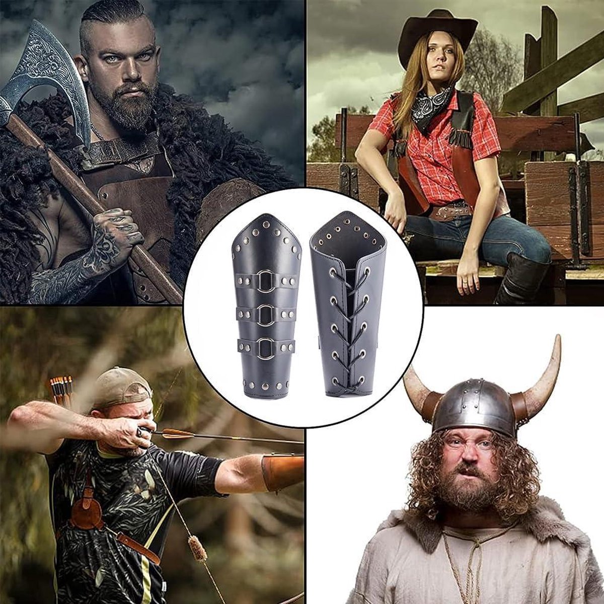Viking Bracers middeleeuwse lederen arm Guards Viking Odin