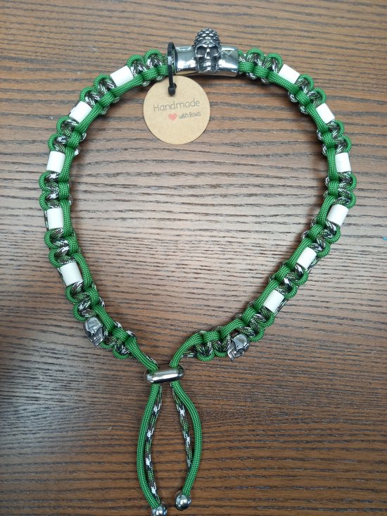 Anti Tekenband met natuurlijke EM kralen - Anti vlooienband van paracord en EM kralen. Halsomvang 45-55 cm.