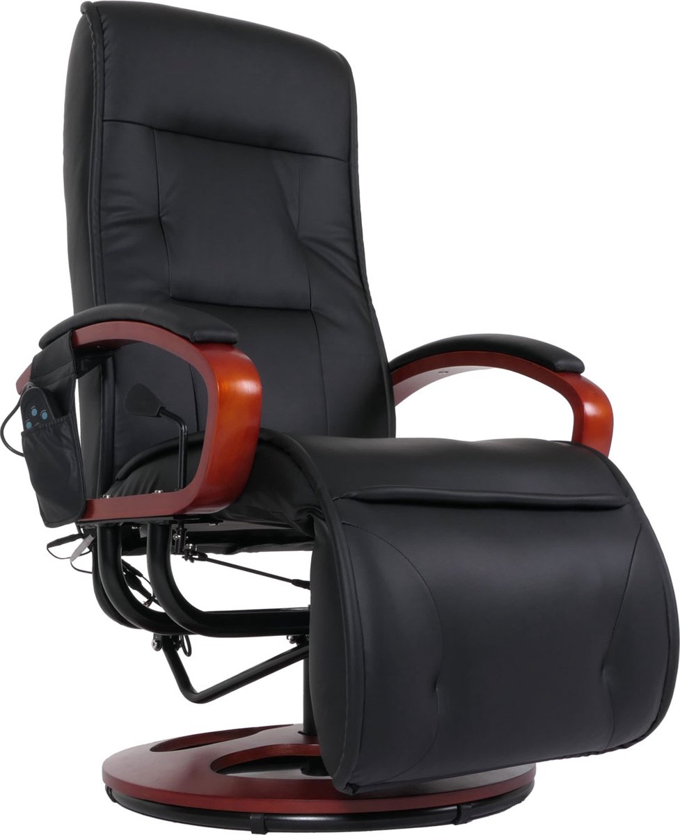 Afbeelding 2 van Cosmo Casa Relaxligstoel met Massage Leer Zwart
