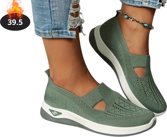 Livano Schoenen Dames - Sneakers - Comfortabel - Slippers - Casual - Volwassen - Groen - Maat 39.5