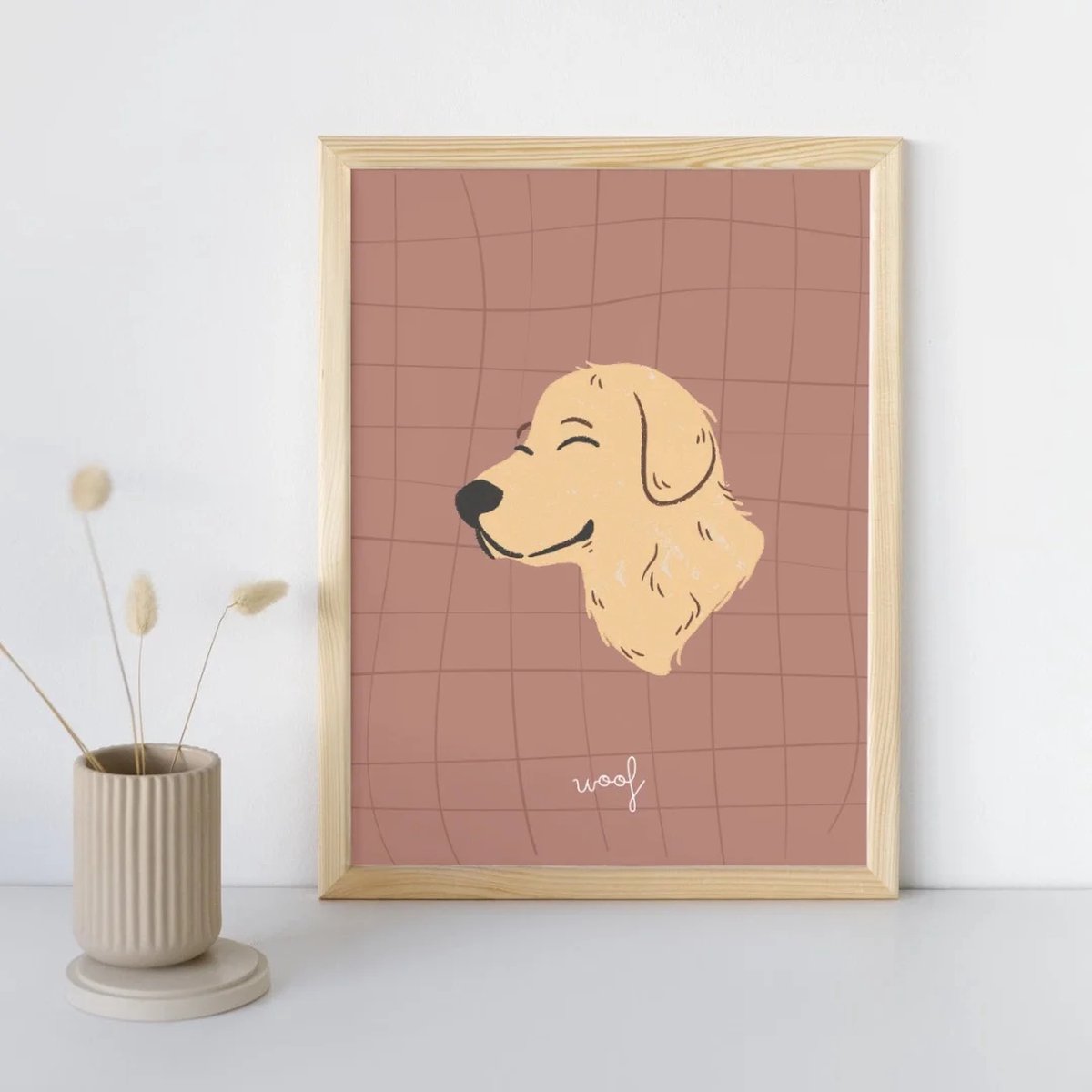 Kinderkamer poster met dieren tweeluik set - WOOF dog | Babykamer | kinderkamer decoratie | Poster met honden kop | Wanddecoratie | 30x40 cm