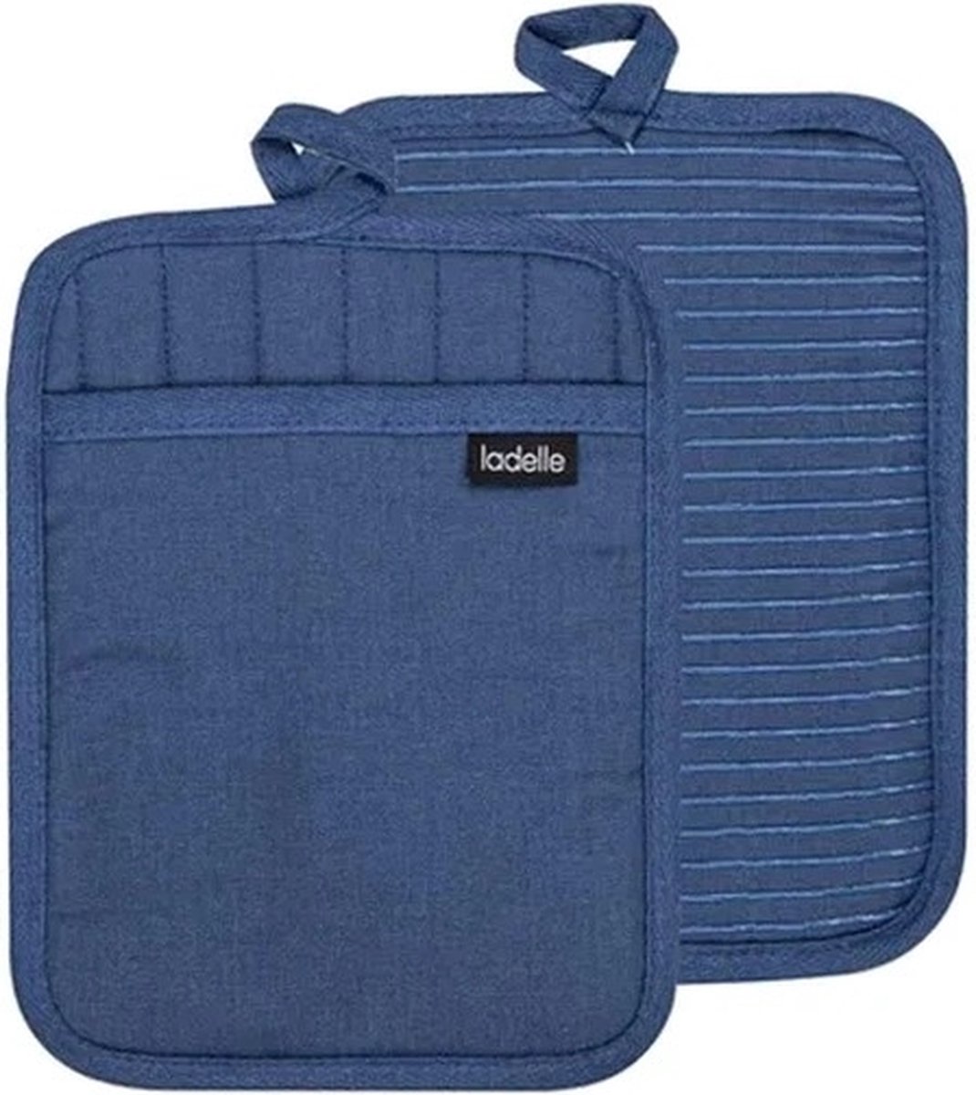 Pannenlappen, Set van 2, Katoen, Polyester, Siliconen, Blauw, 19 x 24.5 cm - Ladelle | Lennox