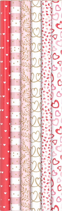 Inpakpapier Hartjes - Valentijnsdag - 70 x 200cm - 5 Rollen