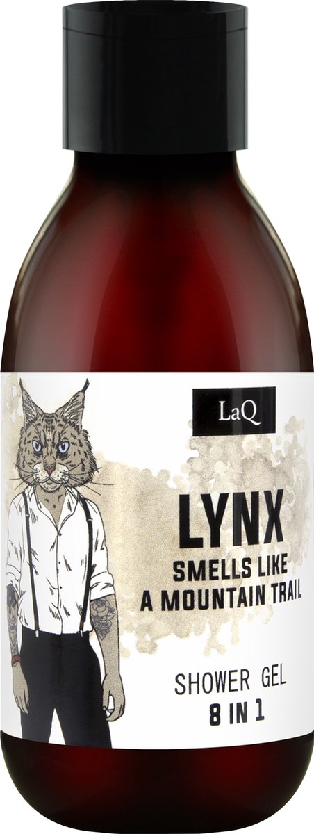 LaQ Lynx Travel Shower Gel – Vegan Douchegel Mannen – Geschikt voor Handbagage – Natuurlijke Ingrediënten – 100ml