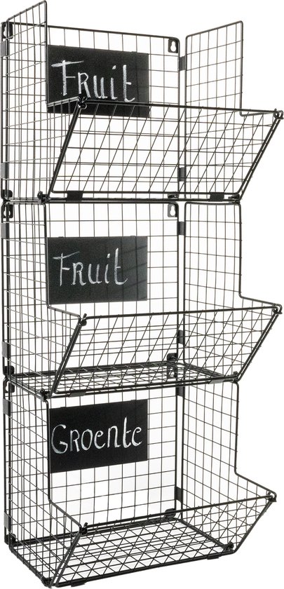 HAES DECO - Etagère 3 laags - formaat 33x71 cm - kleur Wit - van