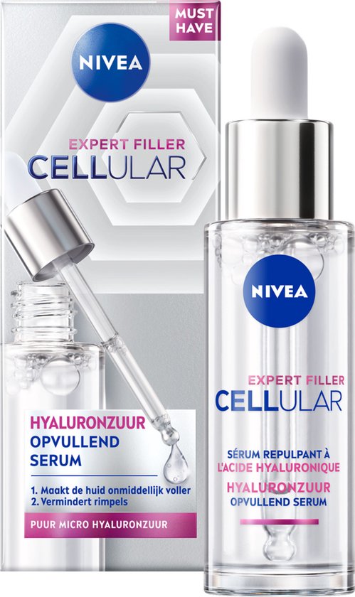 NIVEA Cellular Hyaluronzuur Serum Gezicht - Gezichtsserum met Puur Hyaluron - Rimpelvullend en Hydraterend - Skincare met Hyaluronic Acid - 30ml