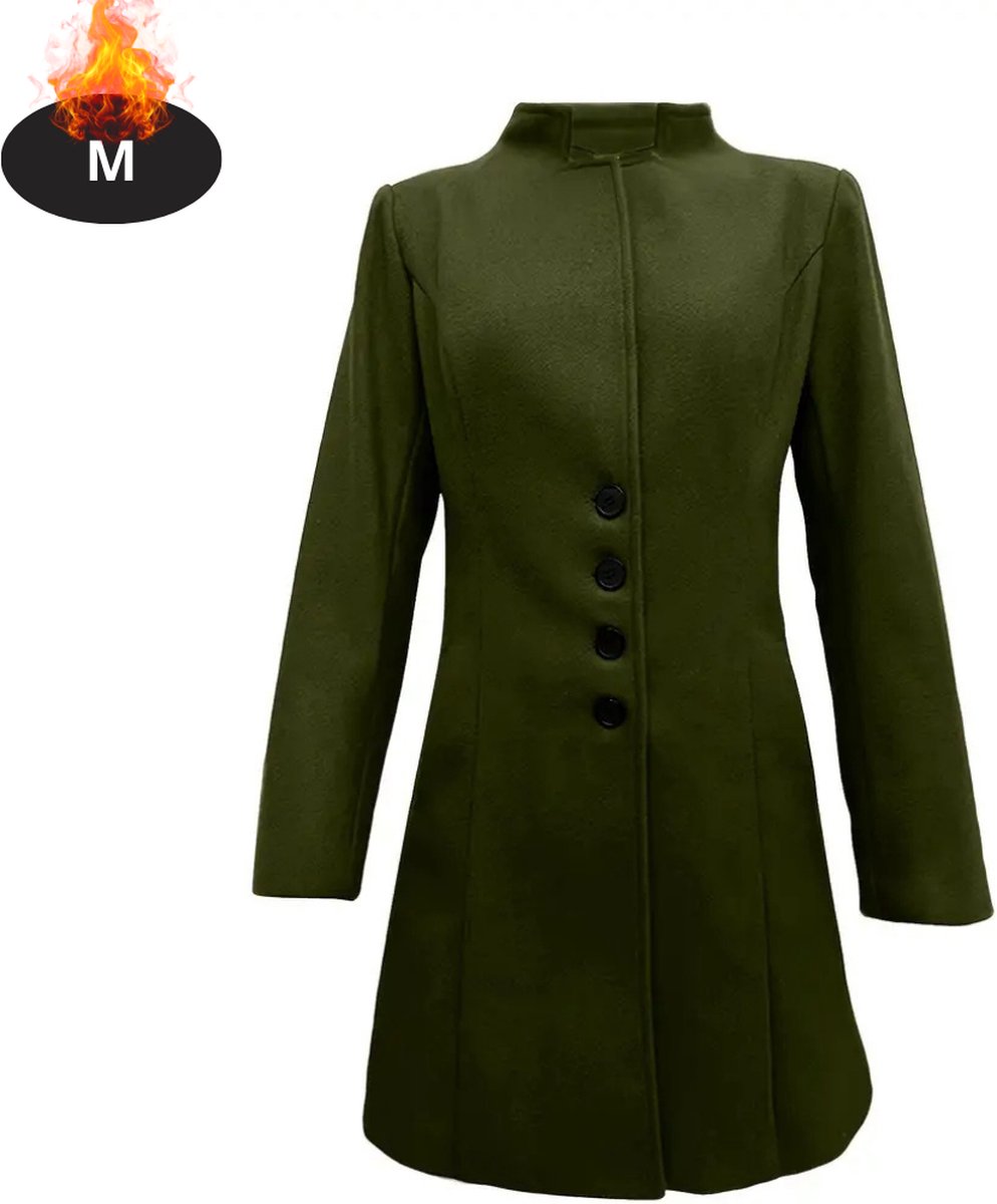 Nivard Mantel Dames Tussenmantel Jas Mantelpakje Trenchcoat Overjas Overcoat Winter Olijfgroen