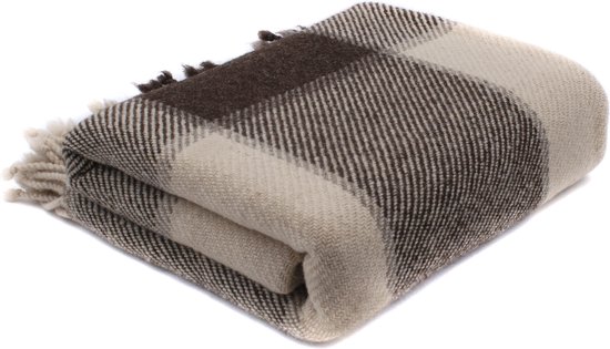 Wollen Plaid / Deken Brown Ivanna large square - 100% Zuivere wol deken - 150x200cm - 1500g