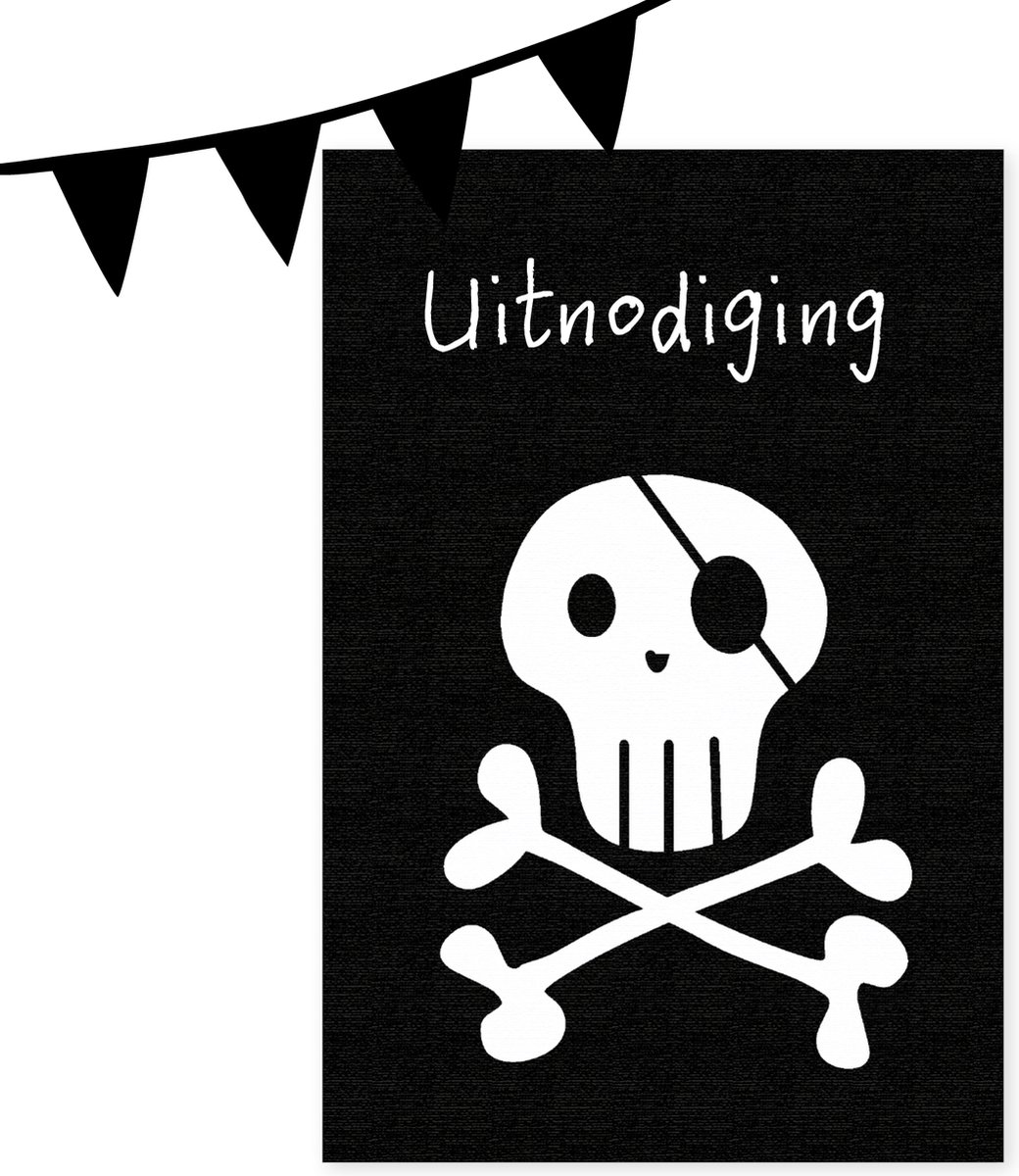 Set luxe uitnodigingen - Piratenfeest | 10 grote Uitnodigingen inclusief envelop en leuke sluitsticker! | Uitnodiging kinderfeestje | Planet Puk