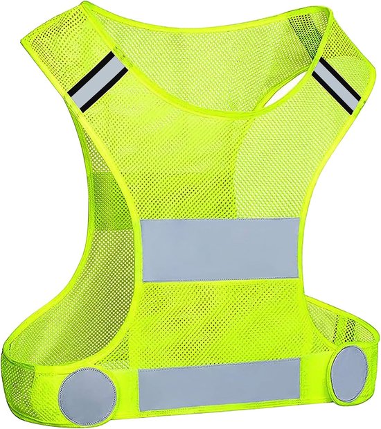 RUNQIN Reflecterend vest, Flexibel Instelbaar Veiligheidsvest Fiets, Reflecterend Vest voor Dames & Heren, Ademend Loopvest Reflectoren Kleding, Hardloop Waarschuwingsvest voor Joggen Wandelen Fietsen