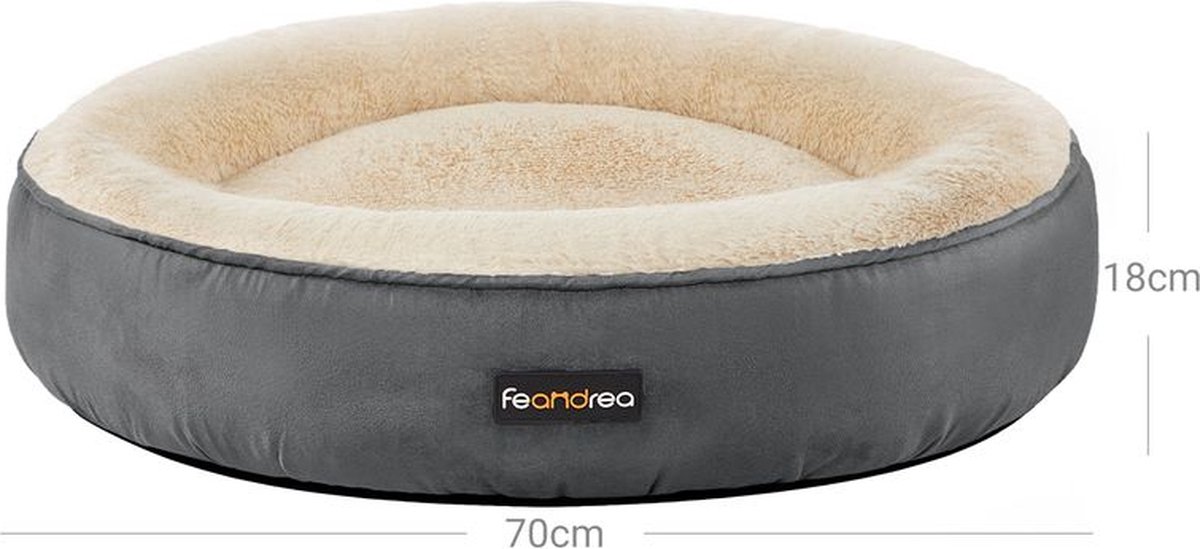 Hondenbed - Dierenbed - Hondenmatras - Orthopedisch Hondenbed - Waterdicht Hondenbed - Verwarmd Hondenbed - Donut Hondenbed - Cave Hondenbed - Extra groot Hondenbed - Donkergrijs - 70 x 18 cm (Ø x H) thumbnail 4