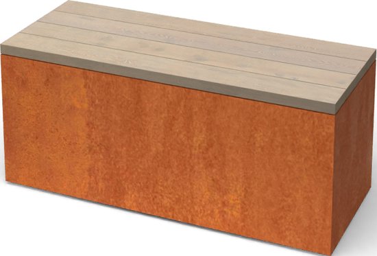 Geroba Modena Rechthoekige Cortenstaal Zitbank Met Padouk Hout geroba-modena-rechthoekige-cortenstaal-zitbank-met-padouk-hout
