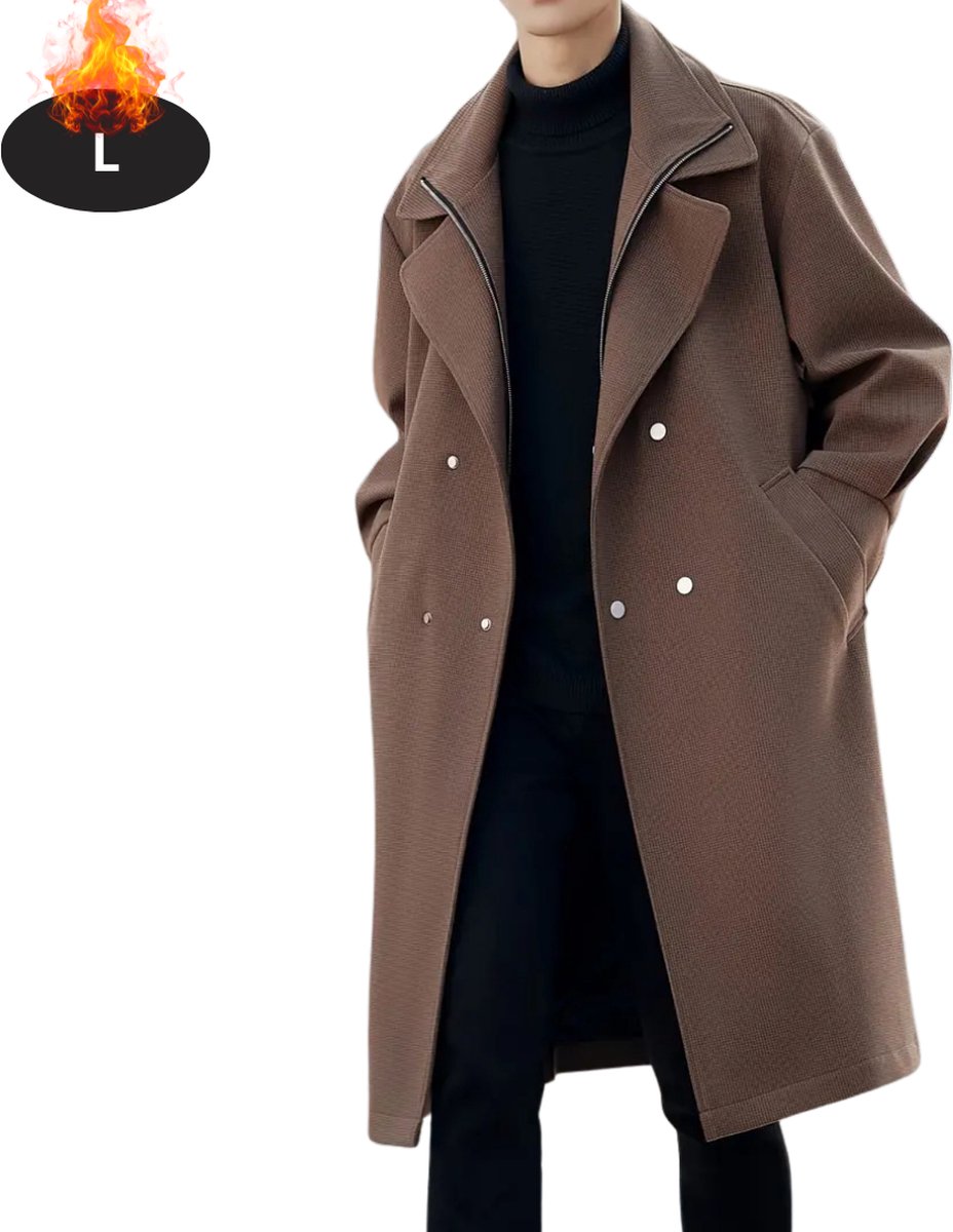 Livano Mantel Heren Tussenmantel Jas Mantelpakje Trenchcoat Overjas Overcoat Winter Koffie Bruin
