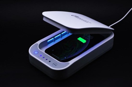 UV sterilizer voor mobiele telefoons-draadloze oplader voor je mobile telefoons-Phone schoonmaken-Samsung schoonmaken-UV reinigingsapparaat voor oorbellen-i-pods-ringen-nepwimpers