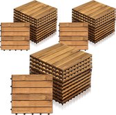 Bol.com Terrastegel 33 stuks - 3 m² Tuintegels - Acaciahout - 6 strepen per stuk - 30x30x24 cm - Balkon Terras Vlondertegel - Te... aanbieding