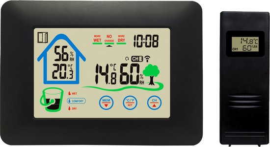 Denver WS-520 – Weerstation – Binnens -en Buitenshuis – Meet temperatuur – luchtvochtigheid – Zwart