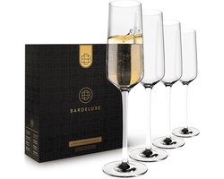 BarDeluxe® Champagneglazen - Handgeblazen Champagneglas - Champagneflutes - 4 Stuks 200 ml - Loodvrij Kristal in Luxe Bewaardoos BarDeluxe® Champagneglazen - Handgeblazen Champagneglas - Champagneflutes - 4 Stuks 200 ml - Loodvrij Kristal in Luxe Bewaardoos