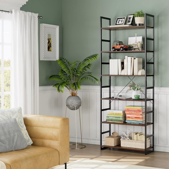 GOPLUS Boekenkast met 5 niveaus, staand rek met metalen frame