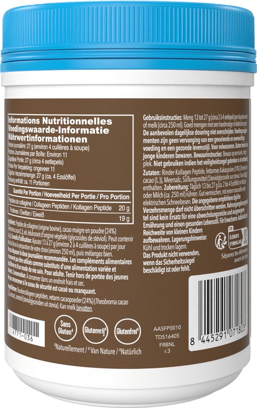 Vital Proteins - Collageenpeptiden Cacaosmaak - Gehydrolyseerd - Suikervrij - Rundercollageen - 297 gram