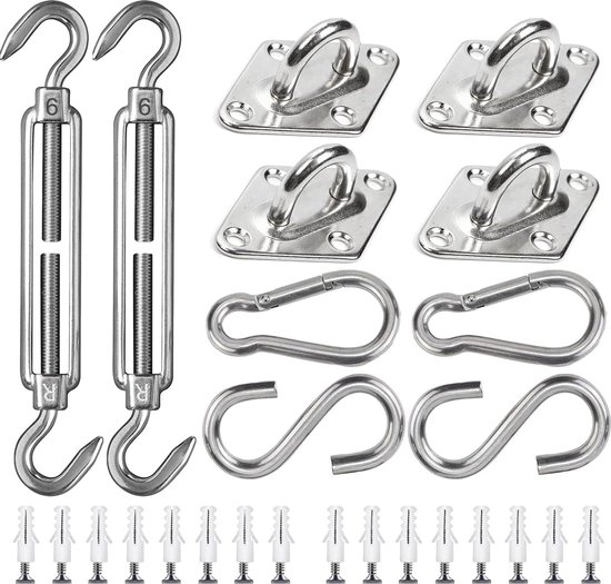 Accessoireset voor zonnezeil, accessoires van roestvrij staal, intrekbare accessoireset voor tuin, zwembad en balkon