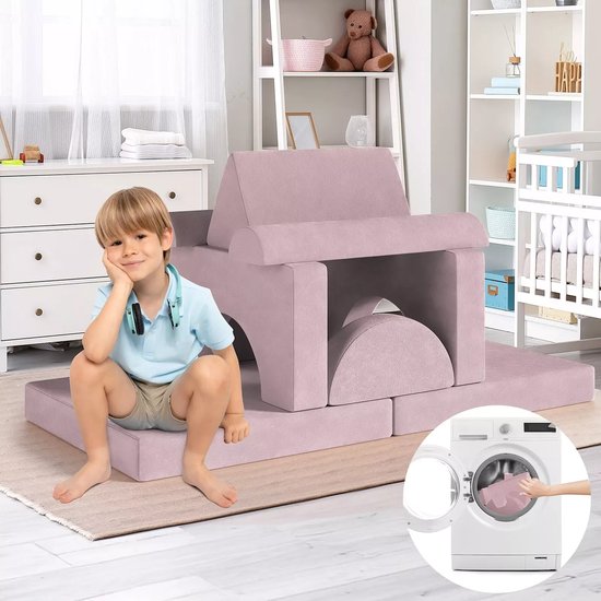 Boleen - Kinderspeelbank - Kinderzetel - 143x45x70cm - Kindersofa - Playcouch - Modulair - Inclusief kussens — afbeelding 4