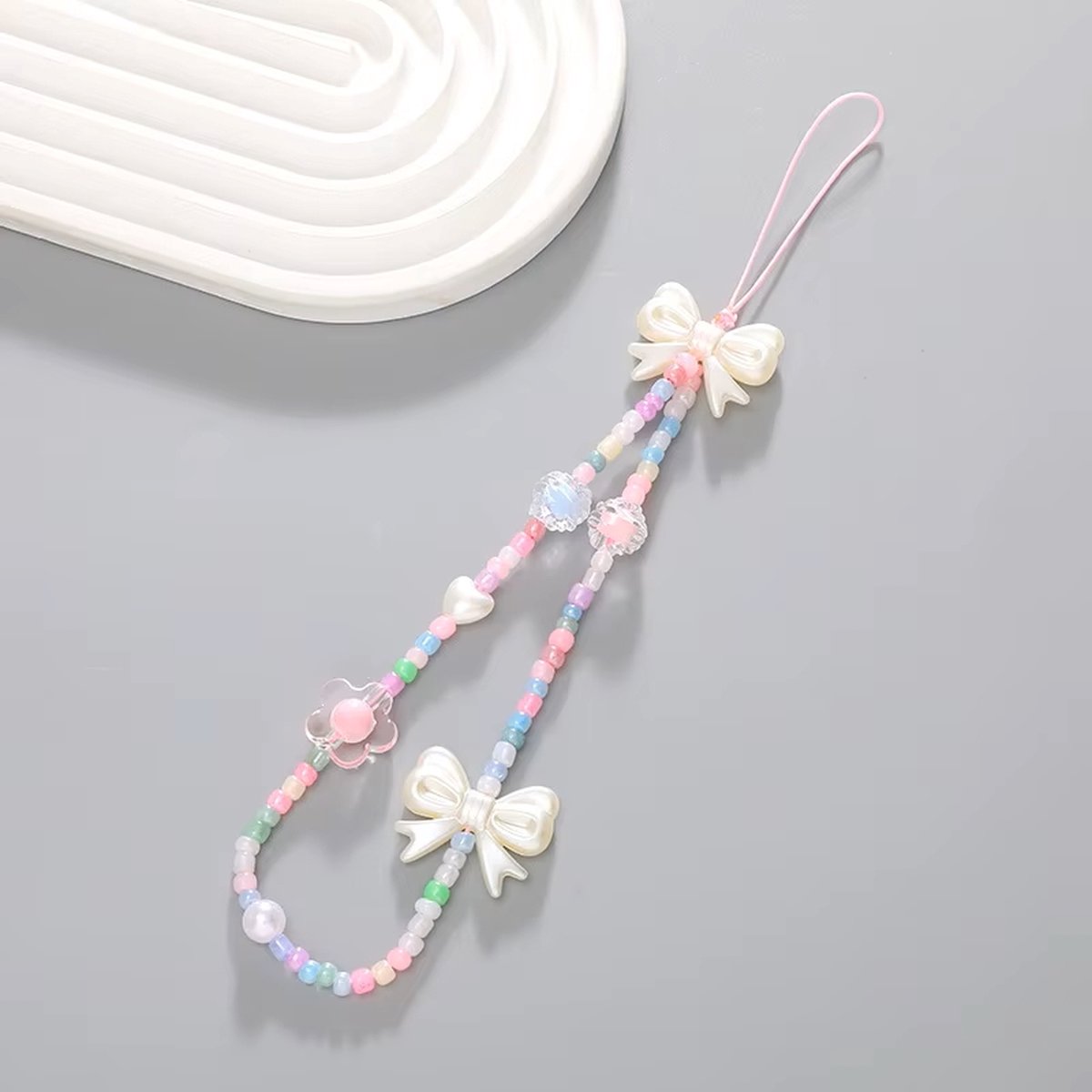 Mobiele Armband Telefoon Parel Ketting - Handgemaakte Kralen Ketting - Modieuze Parel Kralen Polsband telefoon lanyard - Telefoonhoesje ketting - Regenboog