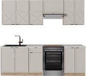 Vicco Fame- Line Meuble de cuisine complet – 240 cm, WB Marble Grijs/ beige / chêne doré, WB Marble