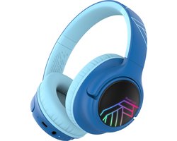 PowerLocus Bobo - Draadloze Koptelefoon voor Kinderen - Bluetooth koptelefoon - 74/85/94dB Volumebegrenzing - Led Verlichting - Audio Sharing Functie - Blauw/Zwart