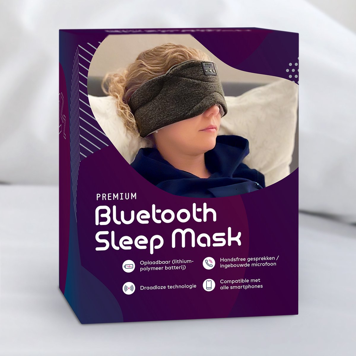 Bluetooth slaapmasker (premium) - 100% verduisterend - Ultraplatte 'spons speakers' (perfect voor zijslapers) - Koel en ademend materiaal - Volledig verstelbaar - Excellente geluidskwaliteit - Batterij: 13 uur - Antraciet (limited) — afbeelding 2