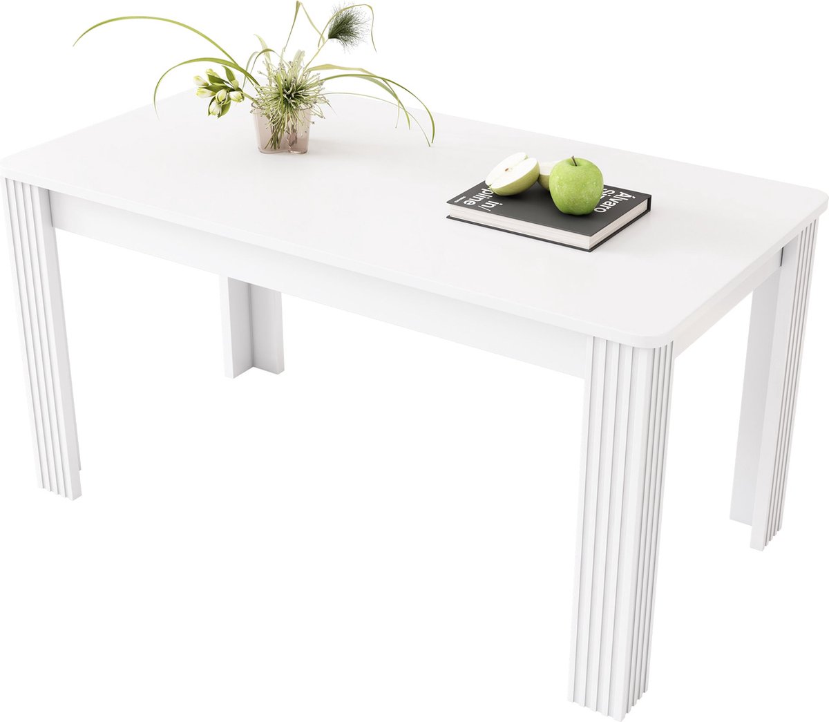 Merax Eettafel – Tijdloos en Elegant – 126,7 x 74,8 x 10 cm – Rechte Tafel – Witte Tafelblad – Stabiel en Duurzaam Ontwerp
