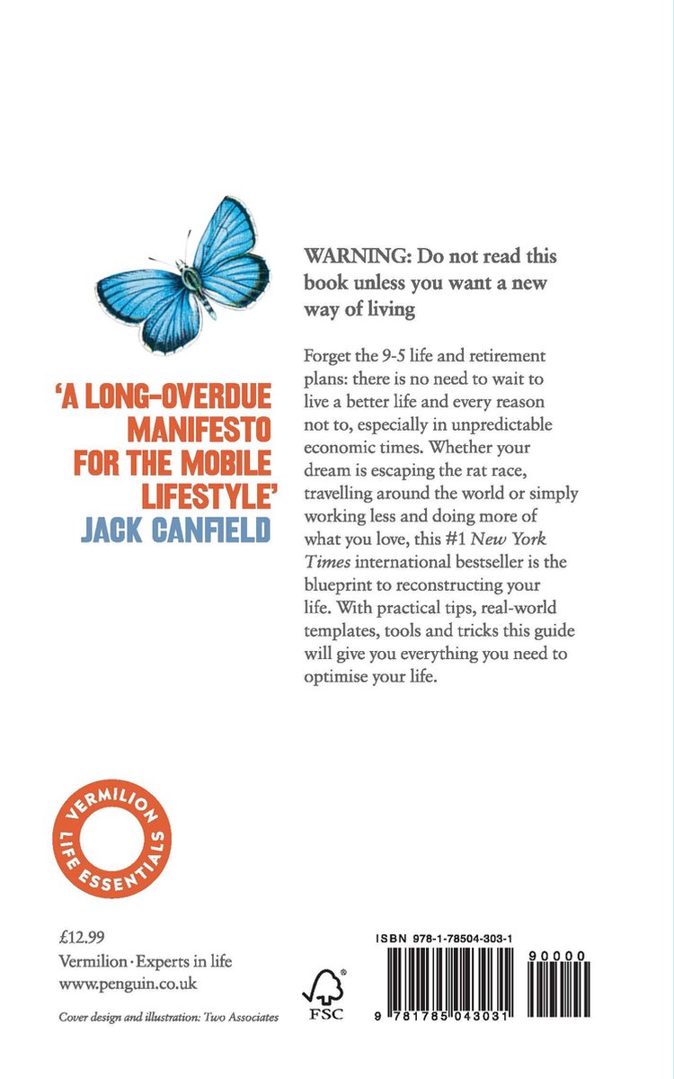 Boekomslag: Een blauwe vlinder vliegt naast de tekst 'A LONG-OVERDUE MANIFESTO FOR THE MOBILE LIFESTYLE'.