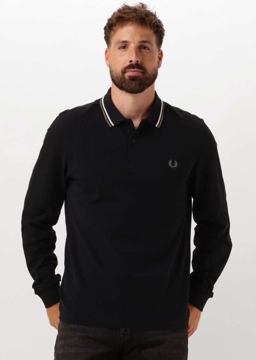 Fred Perry Twin Tipped Fred Perry Shirt Long Sleeve Heren Polo shirt Zwart