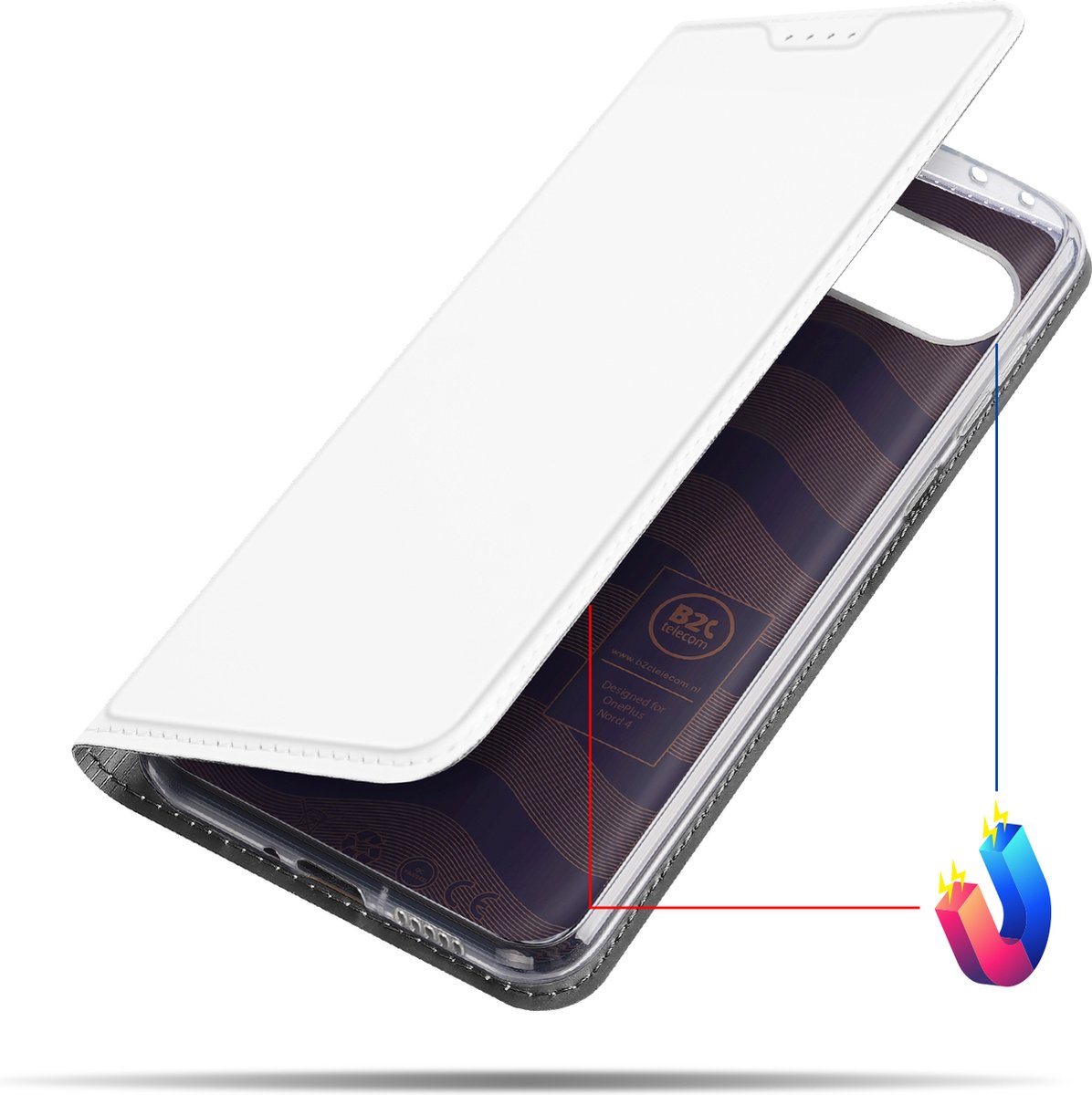 Stand Case Hoesje OnePlus Nord 4 Wit met Pashouder