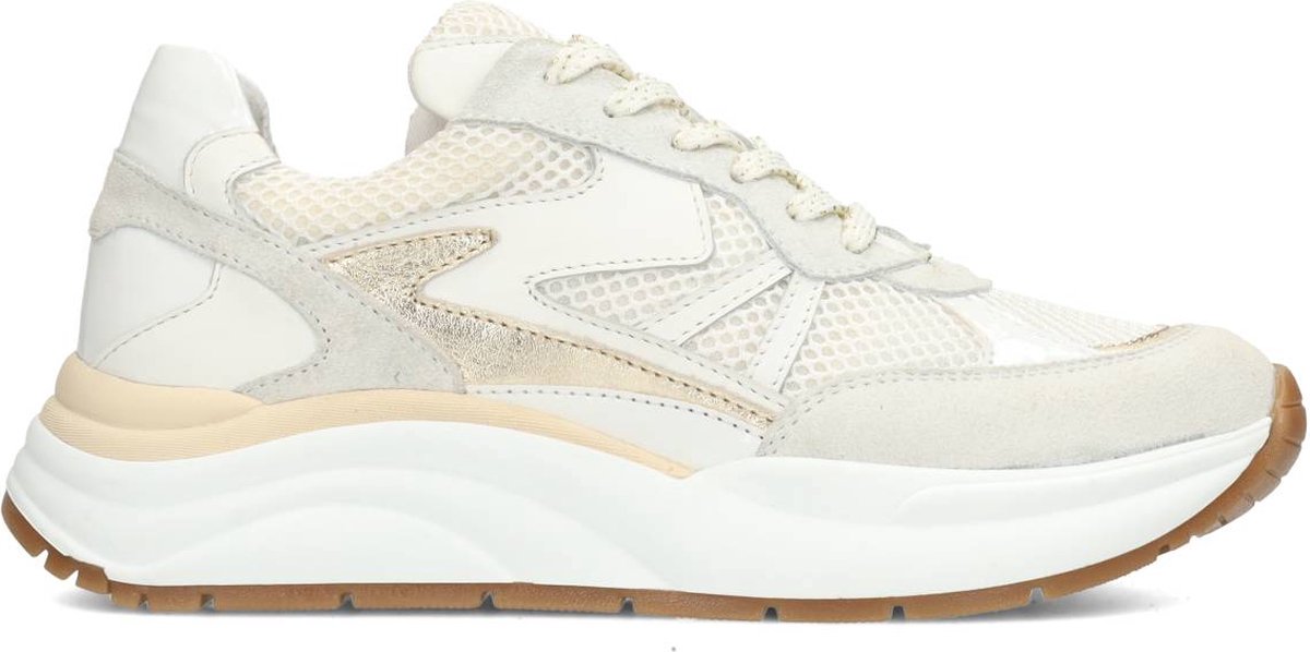 PS Poelman CHARU Dames Sneakers - Wit Met Beige Combinatie - Maat 38