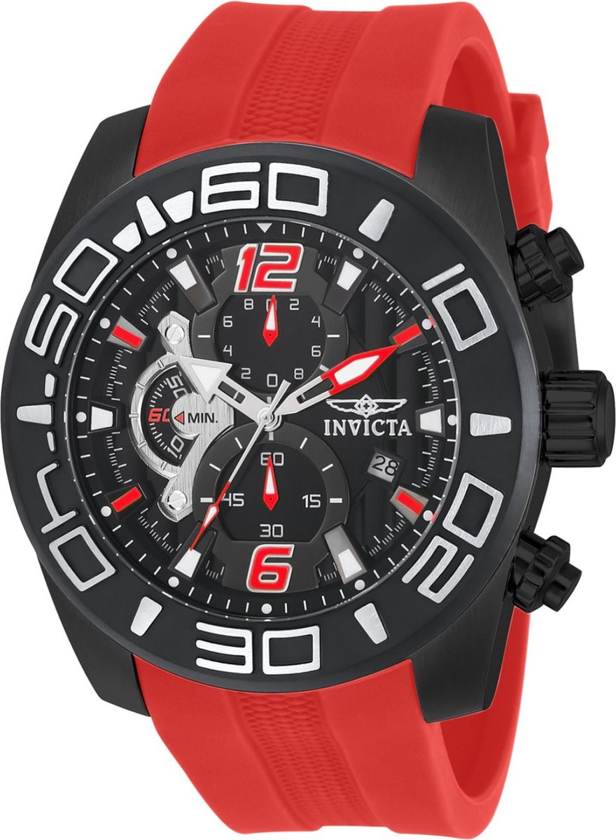 Invicta Pro Diver 22810 Heren Horloge - Waterdicht - Analoog - Quartz Uurwerk - Roestvrij Staal met zwarte Wijzerplaat - 50mm