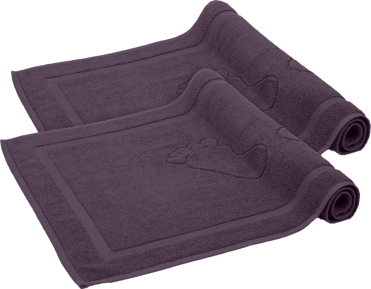 Komfortec Badmat Set - 2 stuks - Handdoek Dikte - Hotelkwaliteit - 50x80 cm - 100% Katoen - Zachte en Absorberende Douchemat/Handdoek - Violet