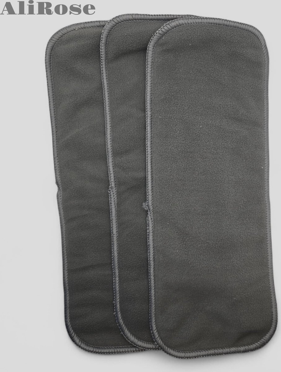 AliRose - Herbruikbare Luier Inleggers - Set van 3 - Bamboo Charcoal - Absorberend & Ademend - Antibacterieel - Duurzaam, comfortabel en milieuvriendelijk - dé keuze voor bewuste ouders - 35x13,5 cm