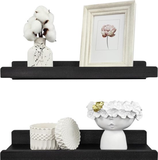 Elegant étagères murales en bois noir, Set de 2 pour n'importe quelle pièce