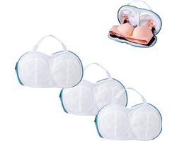 3 stuks - BH Waszakje - BH Waszak - Wasnetten - Wasnet - Was Zakjes - Voor BH Met En Zonder Beugel - wit - Polyester - 34*20cm