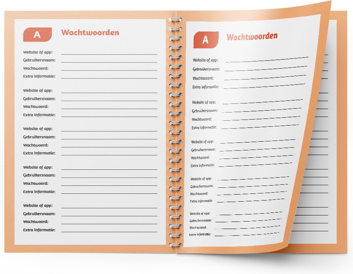 WEMATE Wachtwoordboek met slot met alfabetische tabbladen 600 WEMATE Wachtwoordboek met slot met alfabetische tabbladen 600