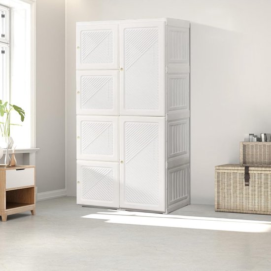 FOERPL Moderne kledingkast wit met ledlicht en glazen deuren, garderobekast met kledingstang en 2 laden, voor slaapkamer, kinderkamer (80 x 50 x 175 cm, MDF