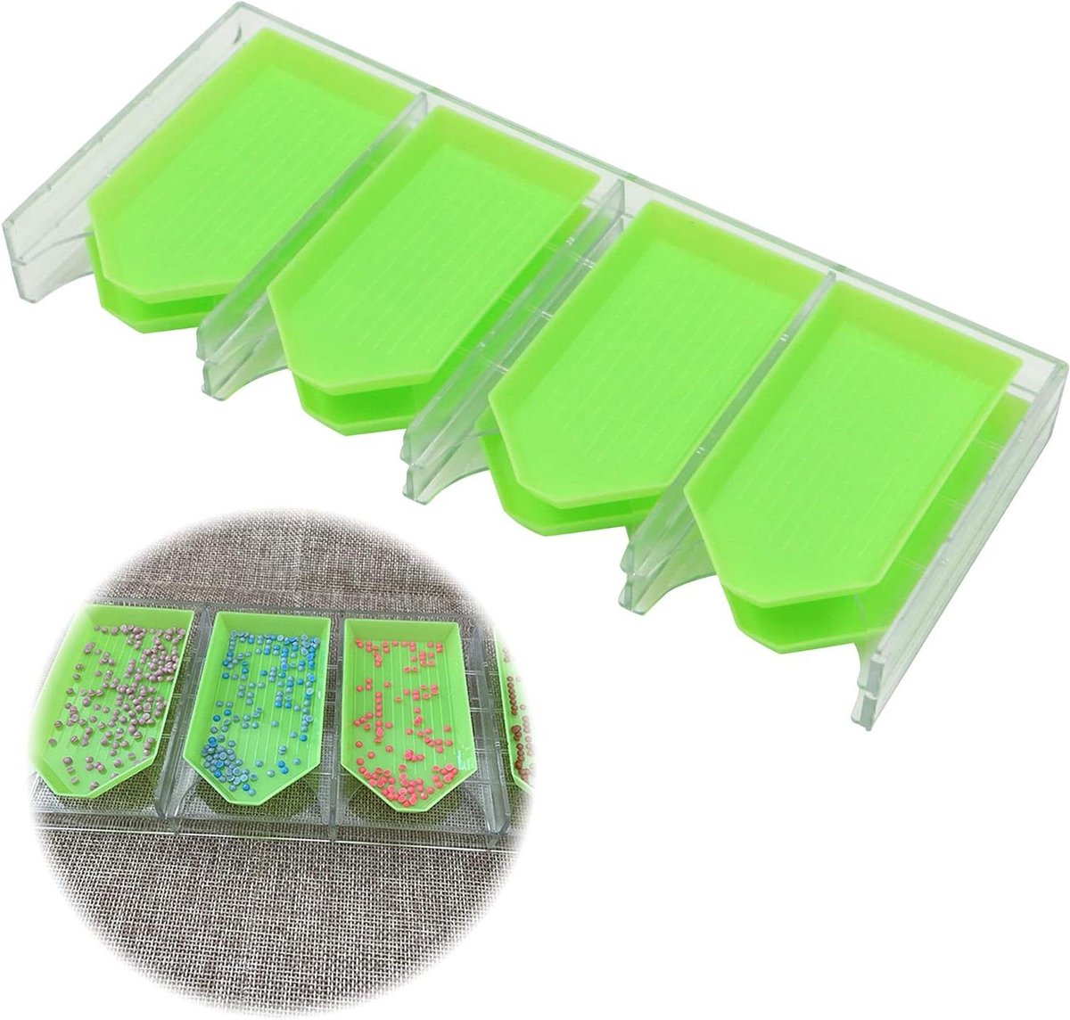 Diamond Painting Organizer - Met 8 Schudbakjes - Diamantschilderij Opbergdoos - voor boorschalen, handwerk, sieraden, nailart-tablets, kunsthandwerk - 23.4x9.4x3cm