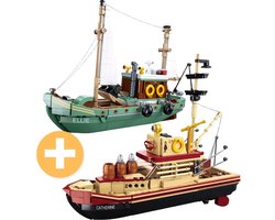 Sluban - Vissers boten | Scheepvaart & zeilboot avonturen | Classic creator ideas technic | STEM educatief speelgoed bouwpakket | Schip modelbouw volwassenen & kinderen | Bekend van DVD film Jaws | Incl. haai | 1202 bouwstenen