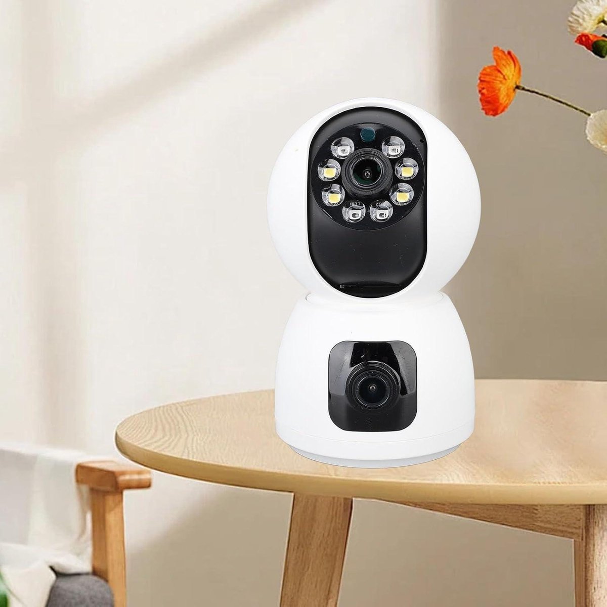 Dubbele Lens HD 2MP 1080P Beveiligingscamera voor Tweerichtingsgesprek - Nachtzicht - Draadloos .