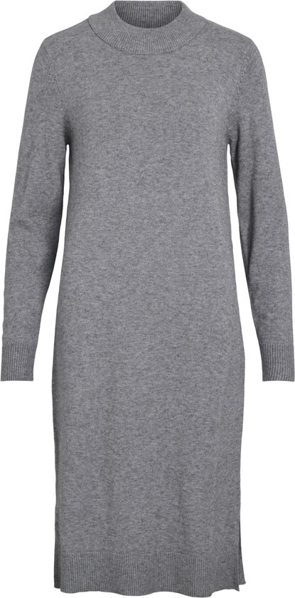 Vila Jurk Viril Crew Neck L/s Midi Dress - No 14061427 Medium Grey Melange Dames Maat - L